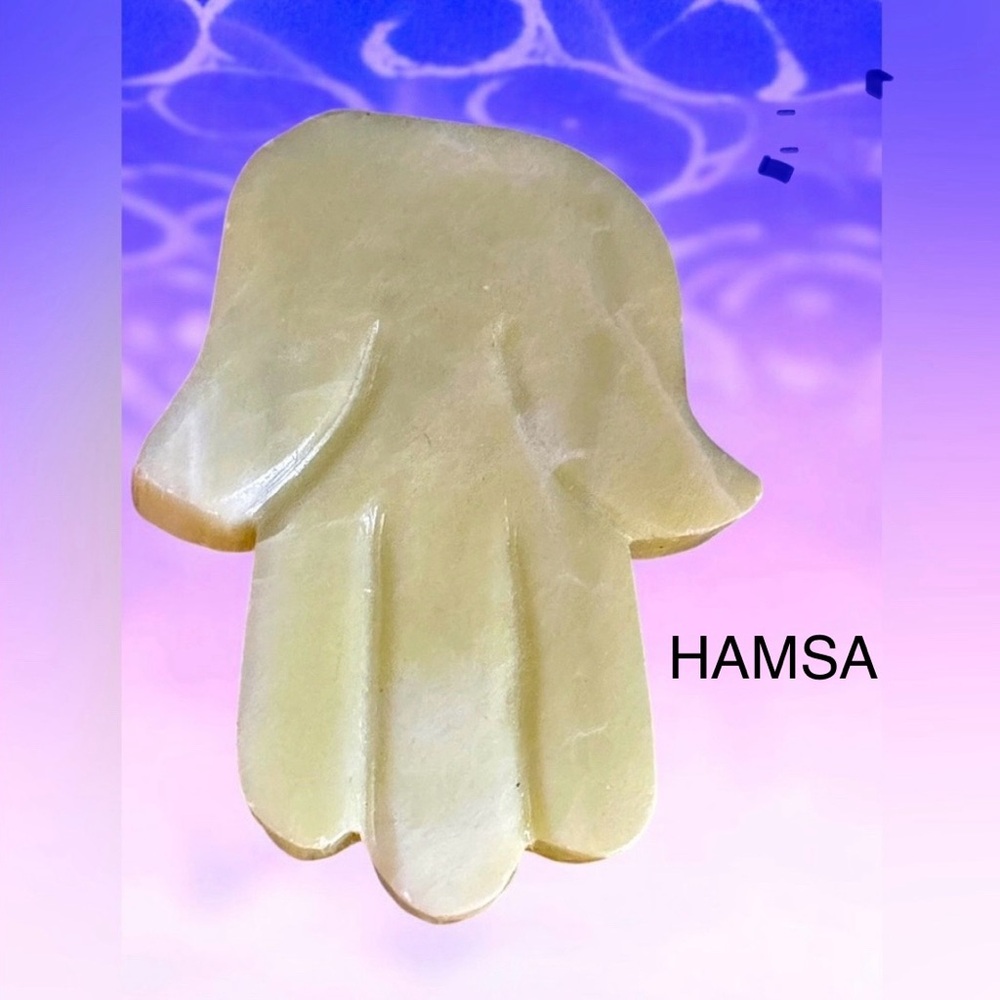 Yellow Calcite Crystal Hamsa Hand